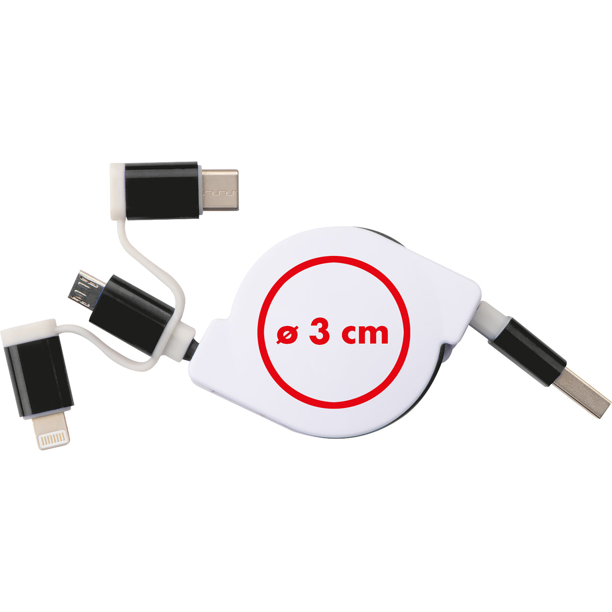 Ausziehbares Ladekabel 3in1