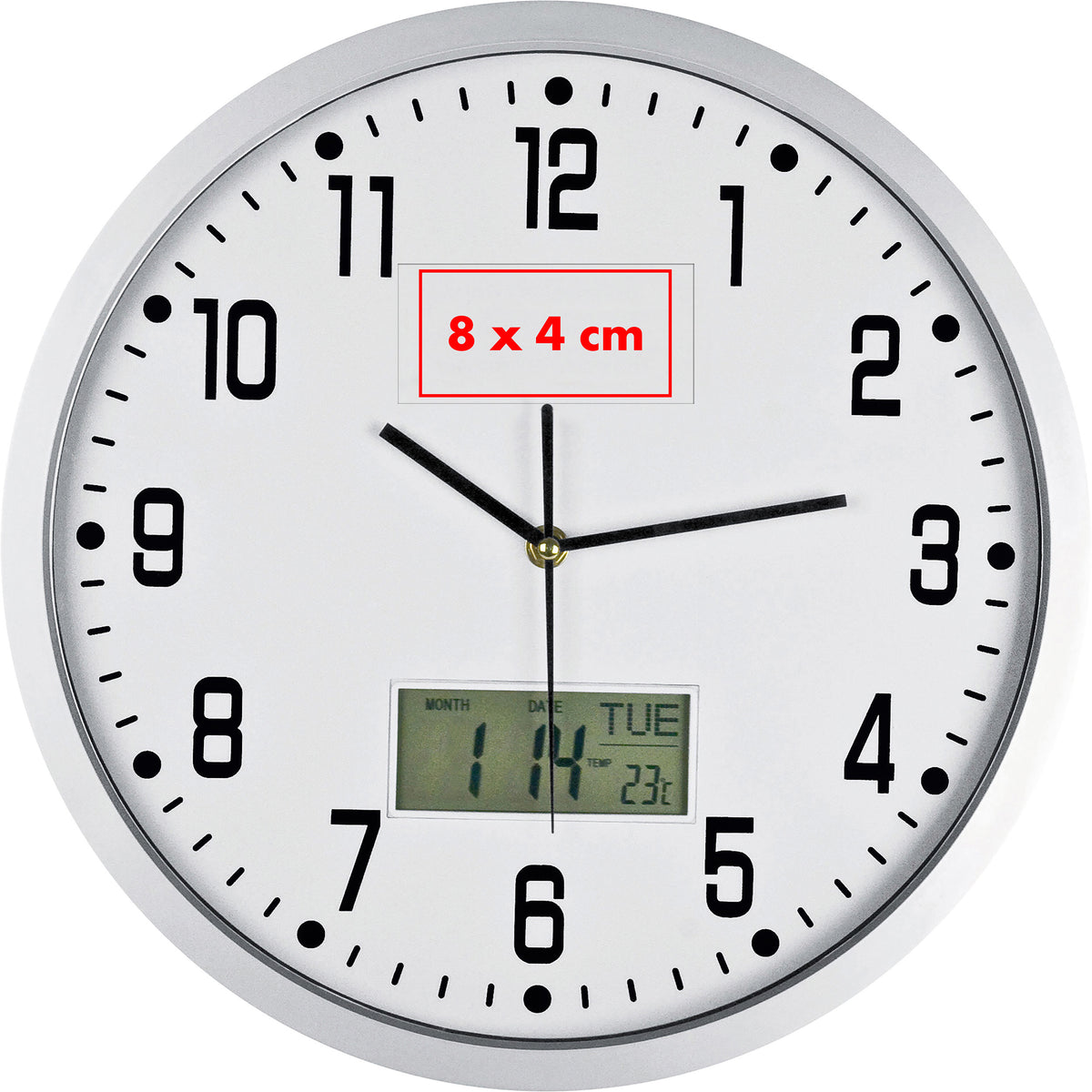 Analoge Wanduhr mit Digitalanzeige FRED