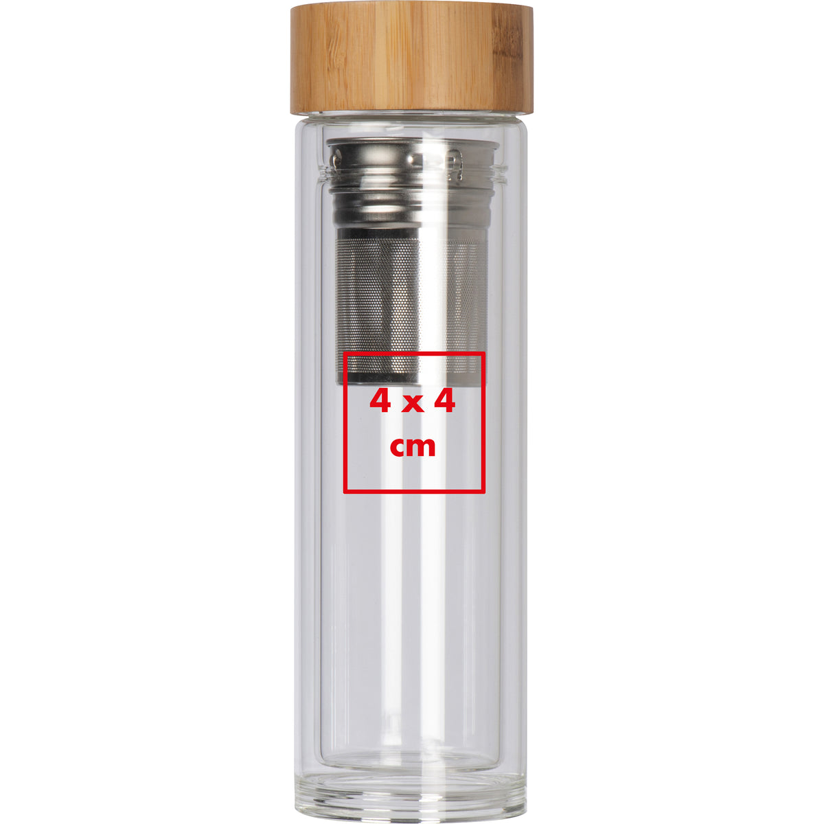 Vakuum Borosilikat Glasflasche mit Teesieb, 420ml HENDRIK