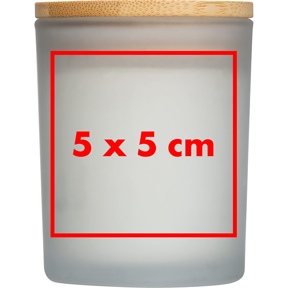 Kerze in gefrostetem Glas mit Bambusdeckel JOSEFA
