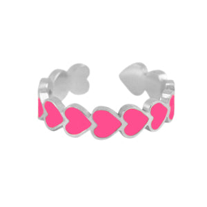 Herzchen Ring aus Edelstahl in Silber Pink