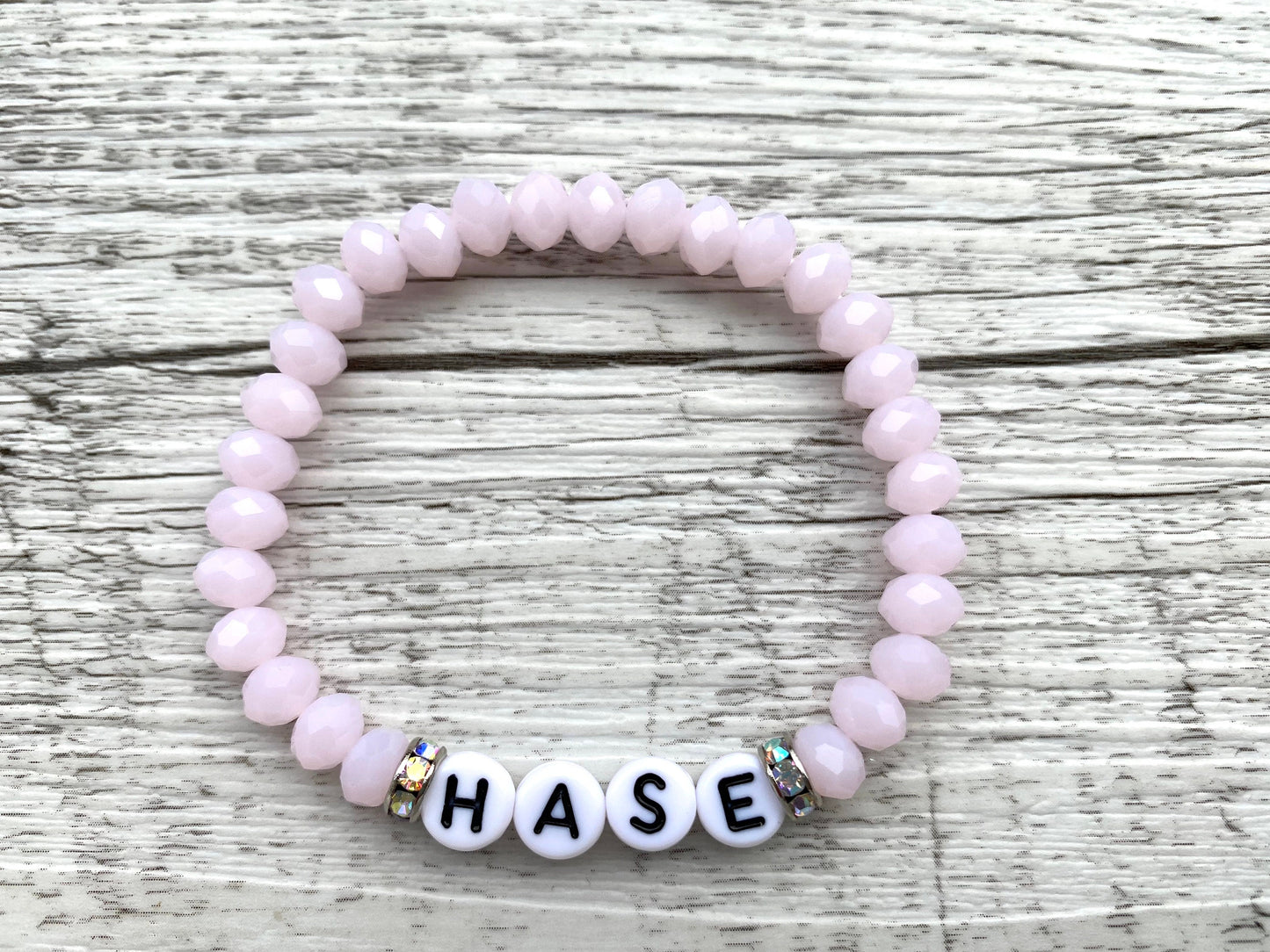 Personalisiertes Armband in Rosa mit Silber Glitzer
