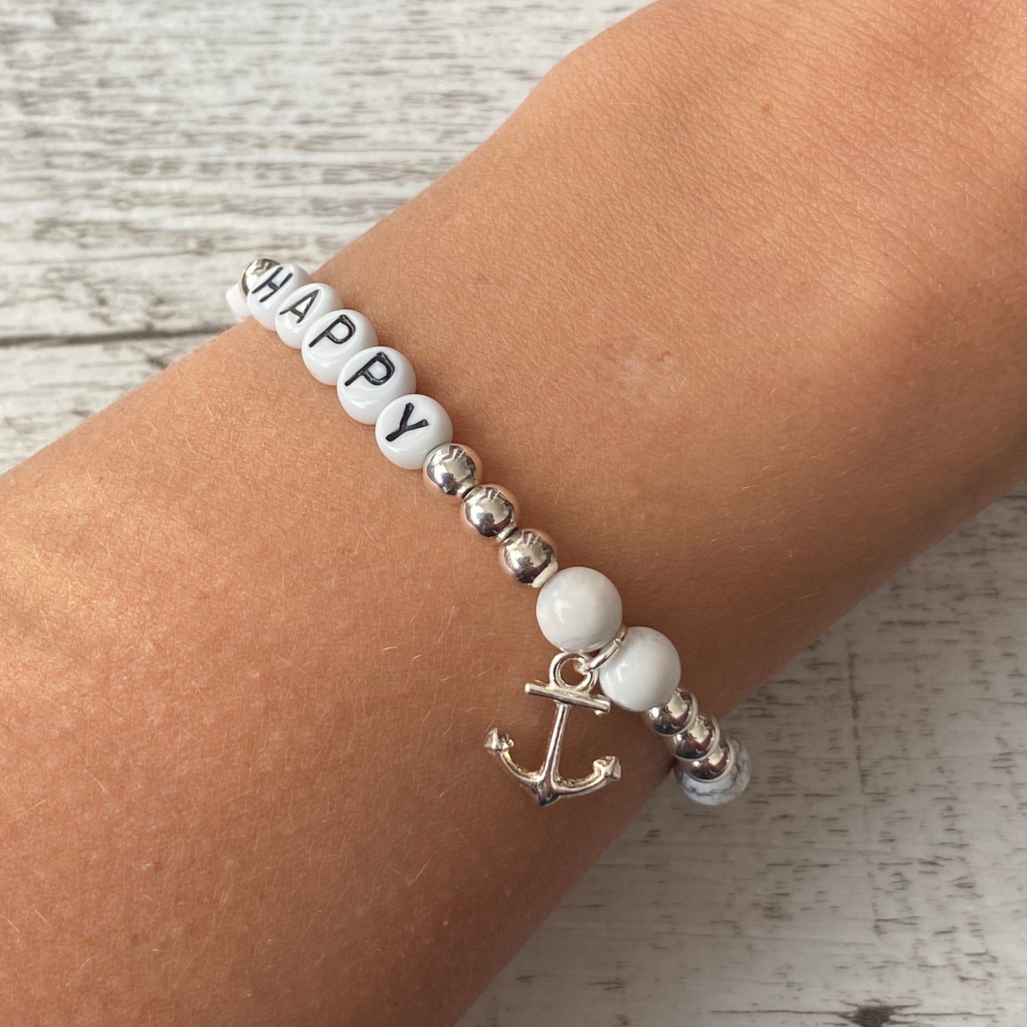 Personalisiertes Armband "Marble Anchor" aus 925er Sterlingsilber