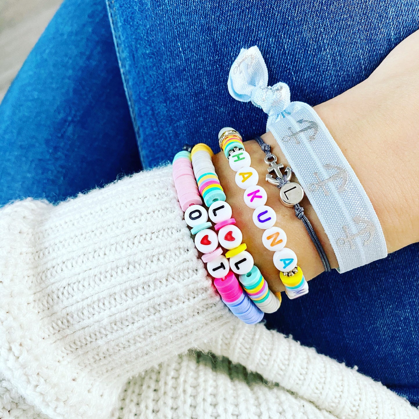 Personalisiertes Armband "Colours" aus bunten Katsuki Perlen