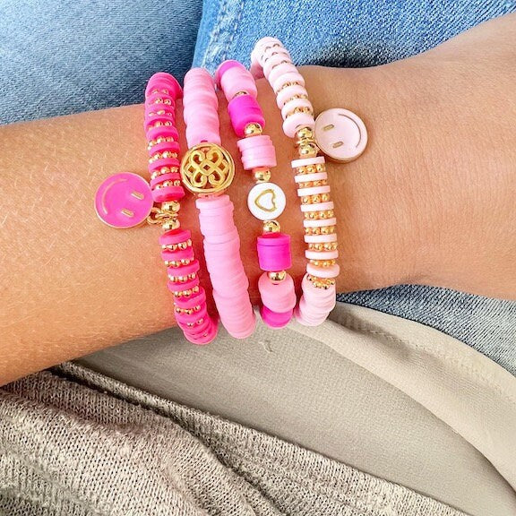 Armband "Pink Love" in Neon Pink mit Herz aus Katsuki Perlen
