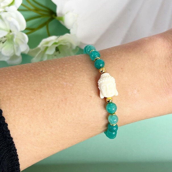 Buddha Armband aus grünen Jade Edelsteine