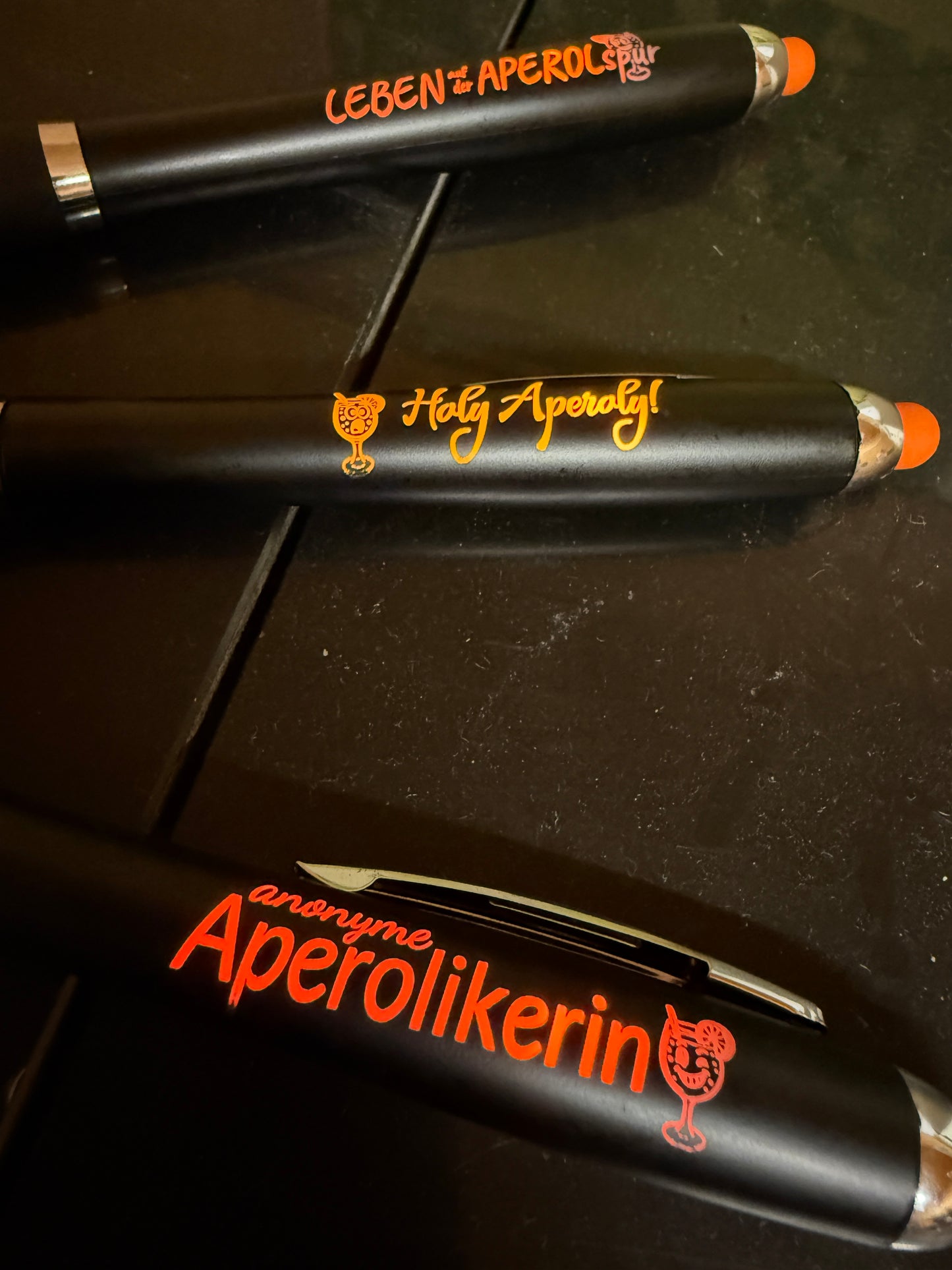 LED Aperol Kugelschreiber mit lustigen Sprüchen