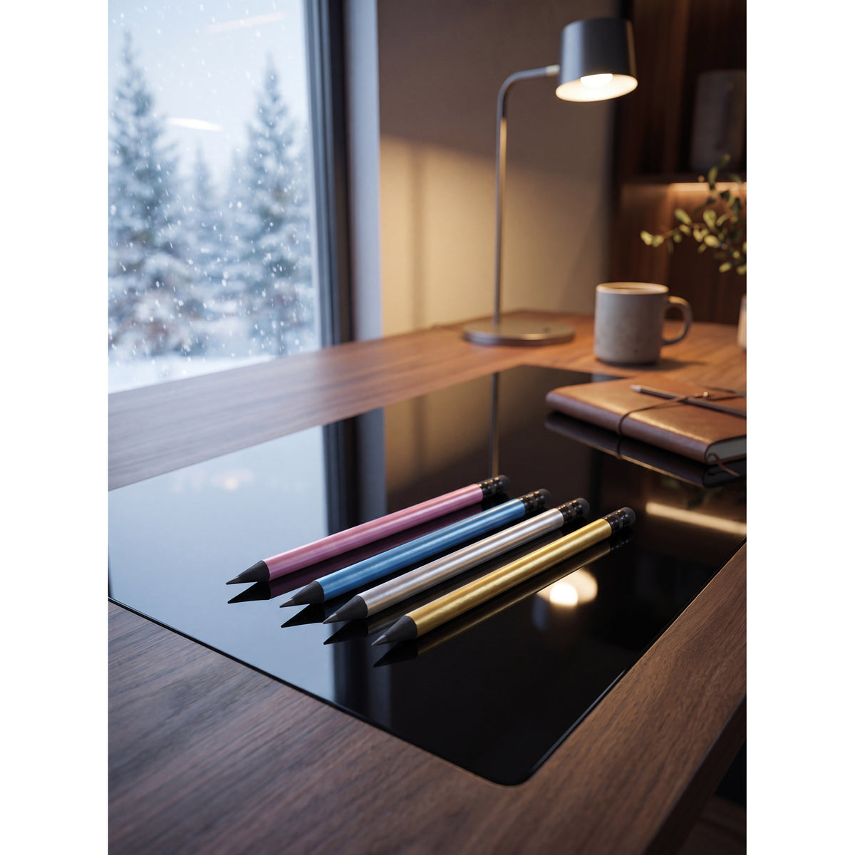 Bleistift mit Radiergummi in Metallic-Farben JAMES