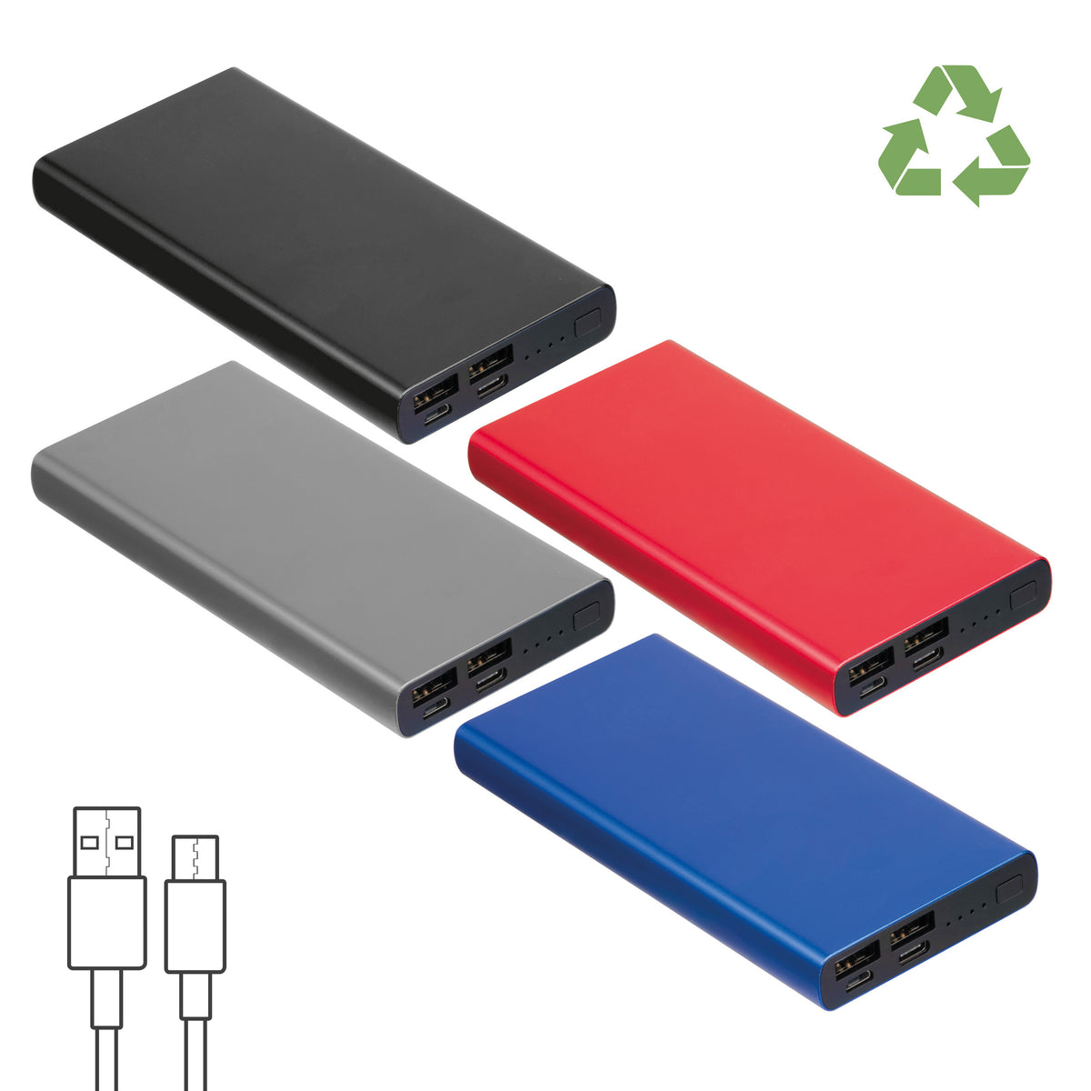 Powerbank aus recyceltem Aluminium 10.000 mAh GIORGIA