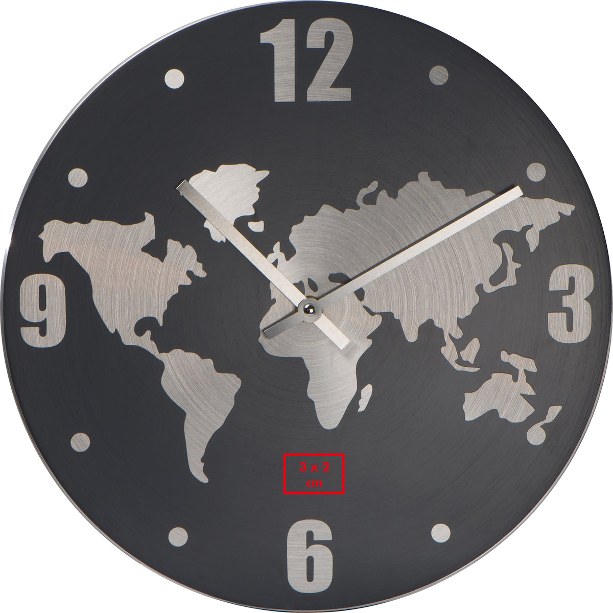 Wanduhr aus Aluminium mit Weltkarte BALTASAR
