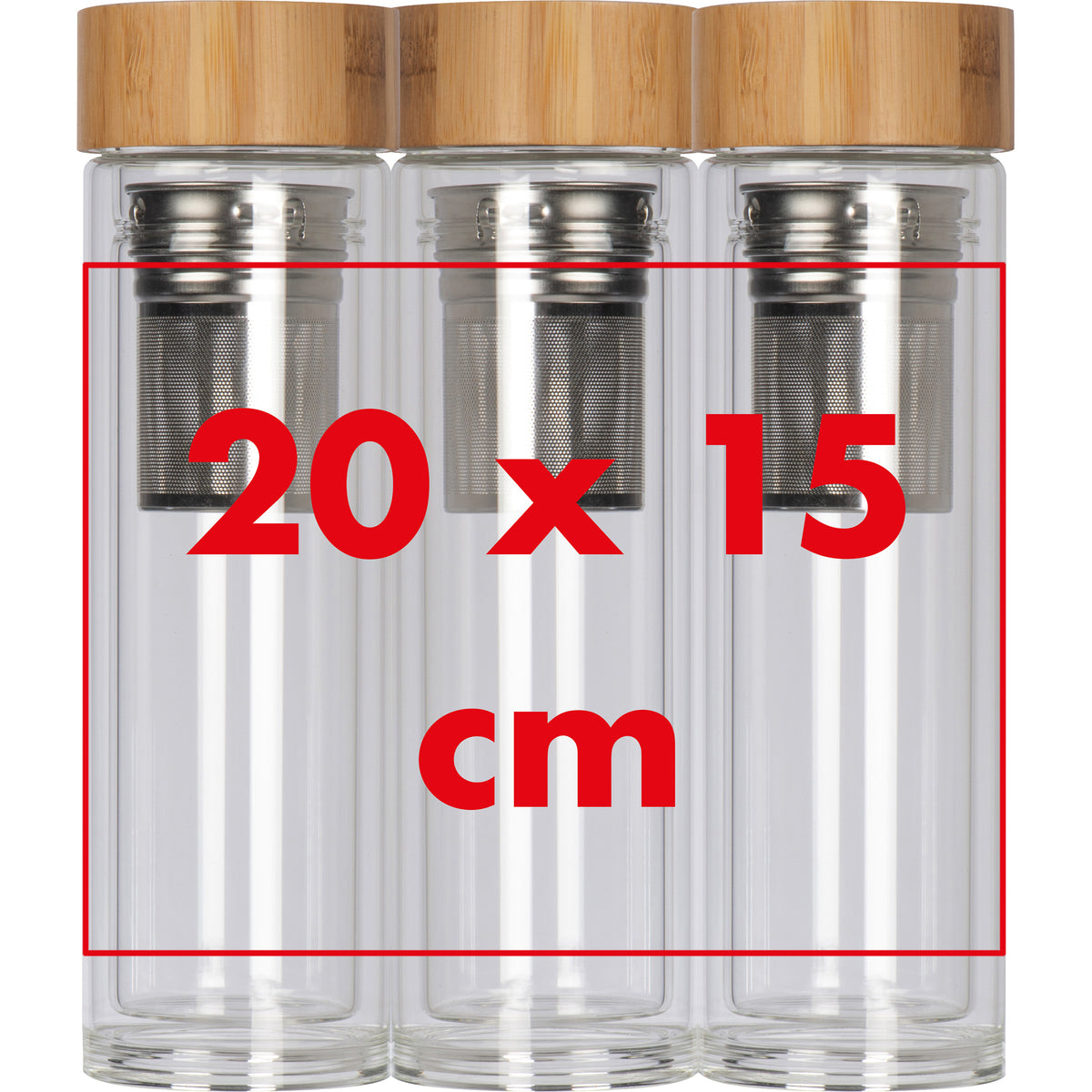 Vakuum Borosilikat Glasflasche mit Teesieb, 420ml HENDRIK