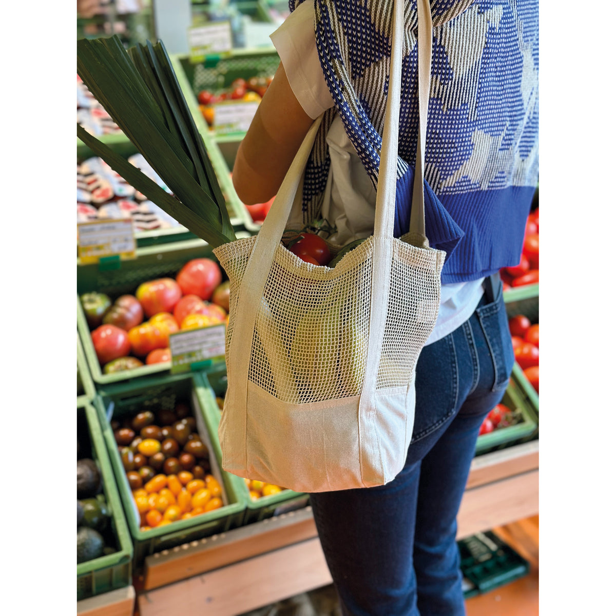 Baumwolltasche mit gehäkeltem Mittelteil BENEDIKT