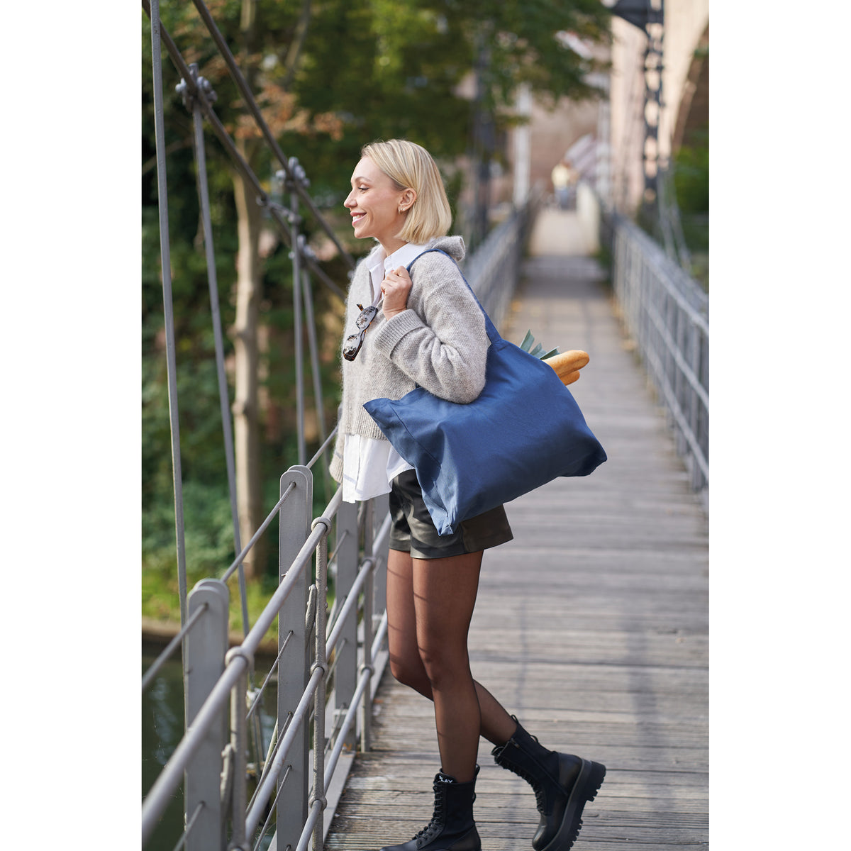 Shopper aus Bio Baumwolle mit Bodenfalte MARCELLO