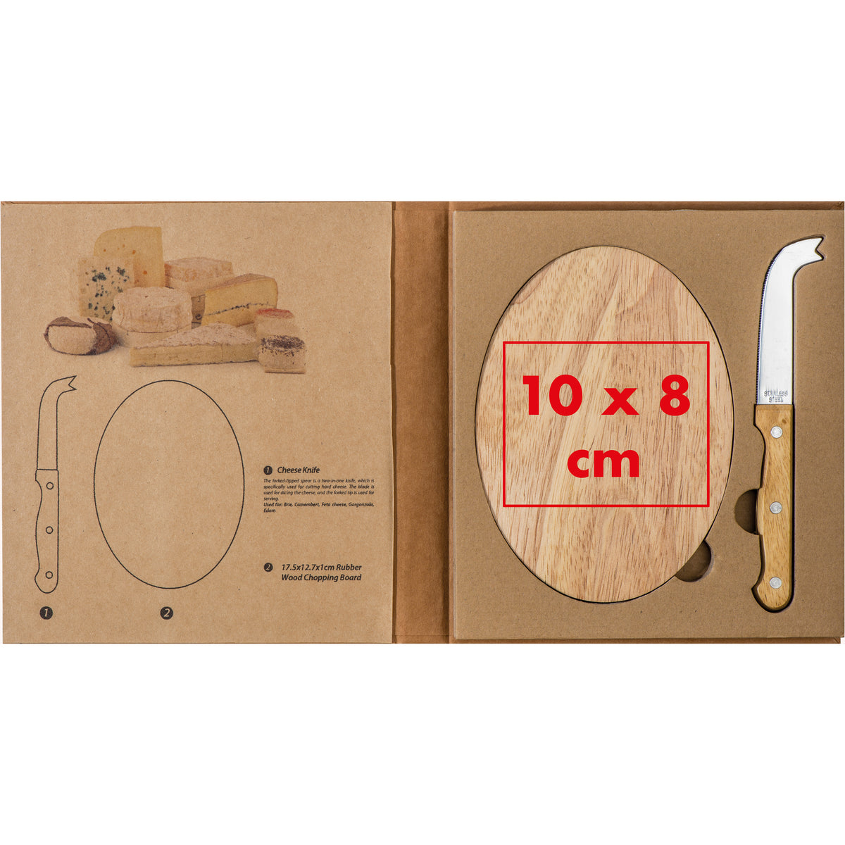Käseset mit Holzbrettchen und Käsemesser EMILIO