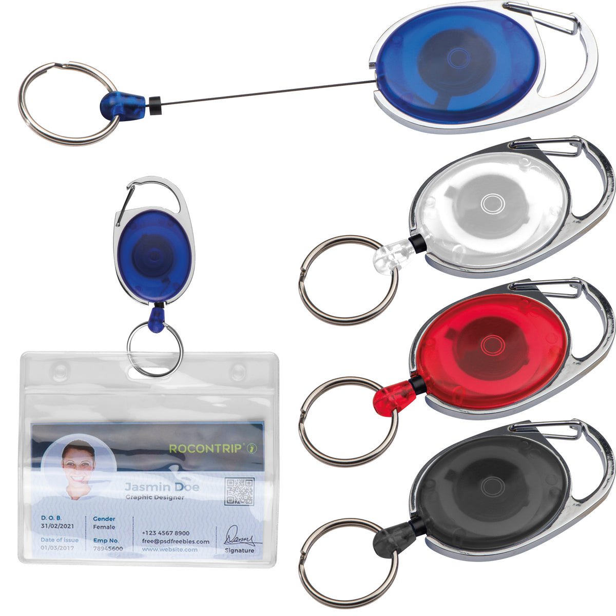 Schlüsselanhänger mit Karabiner und ausziehbarem Schlüsselring DIANA