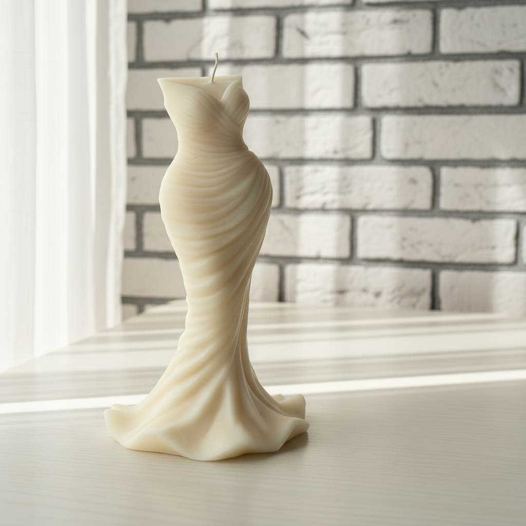 Brautkleid Kerze aus Sojawachs