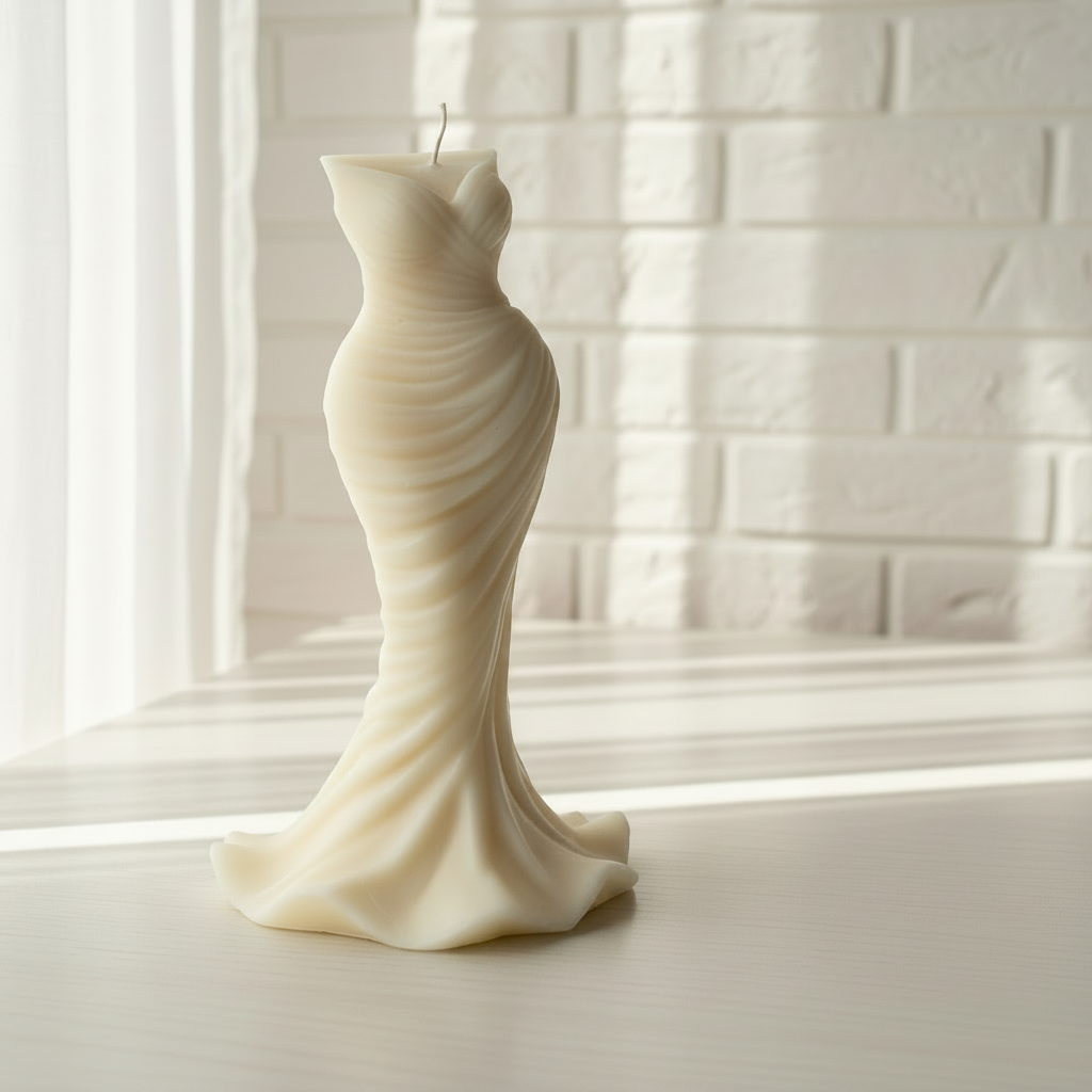 Brautkleid Kerze aus Sojawachs