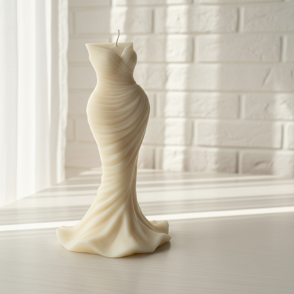 Brautkleid Kerze aus Sojawachs