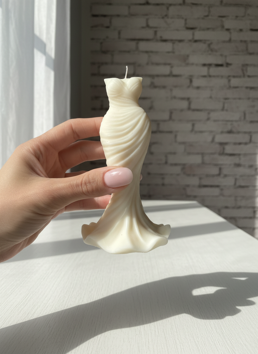 Brautkleid Kerze aus Sojawachs