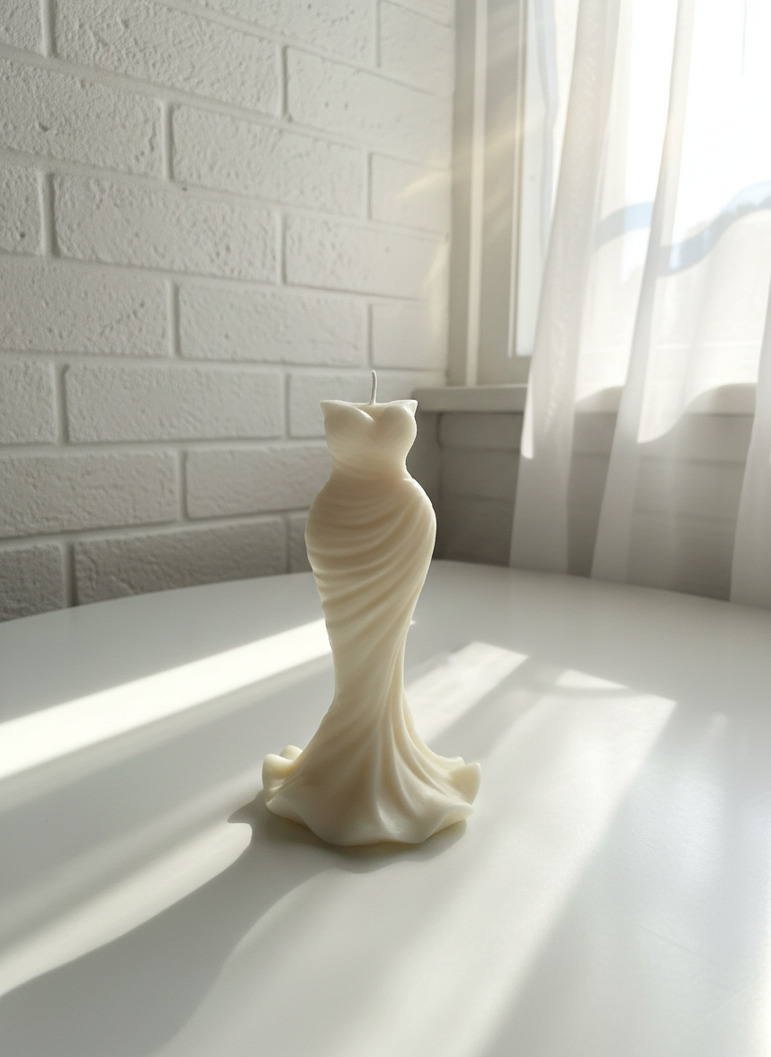 Brautkleid Kerze aus Sojawachs