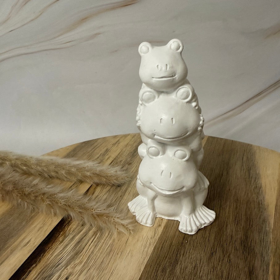 Frösche Deko Figur Weiß - aus Keracraft gegossen