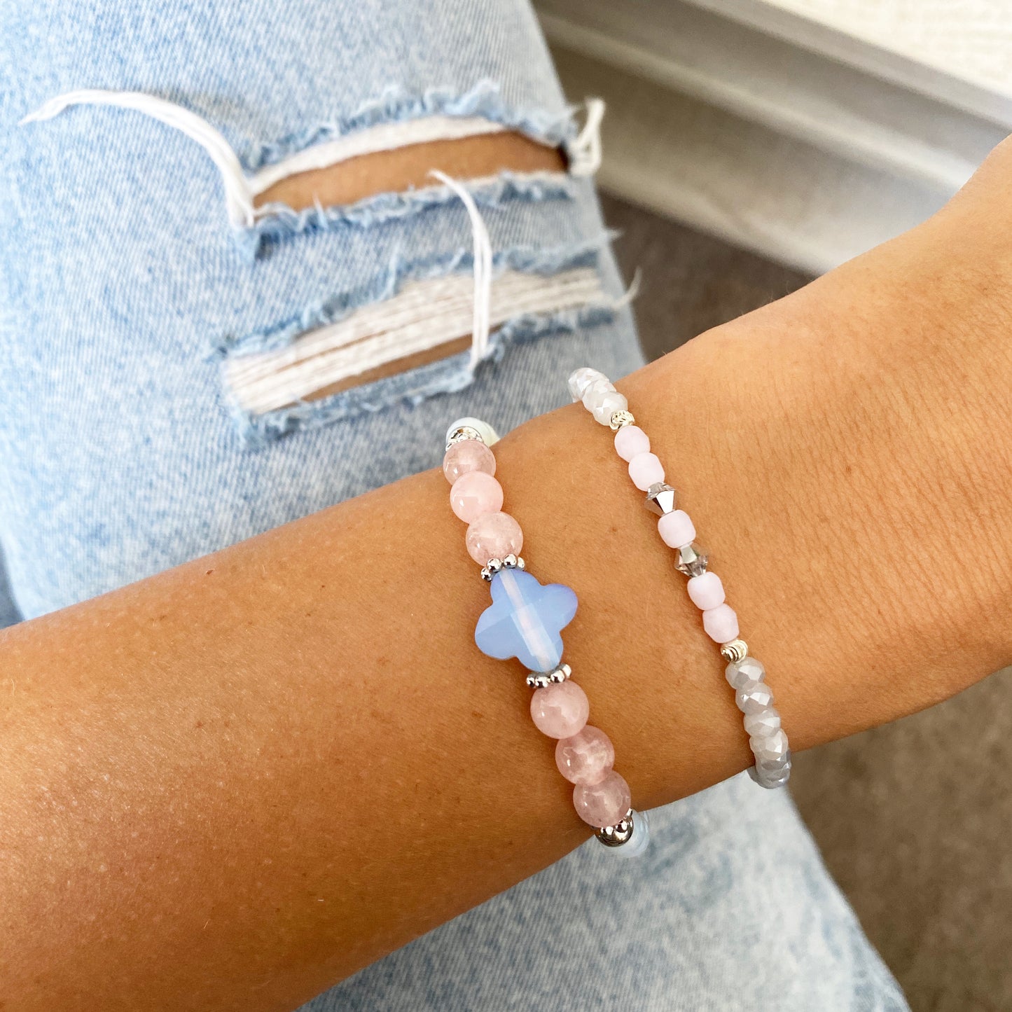 Armband "Sweet Glamour" 925er Sterlingsilber in Rosa und Grau