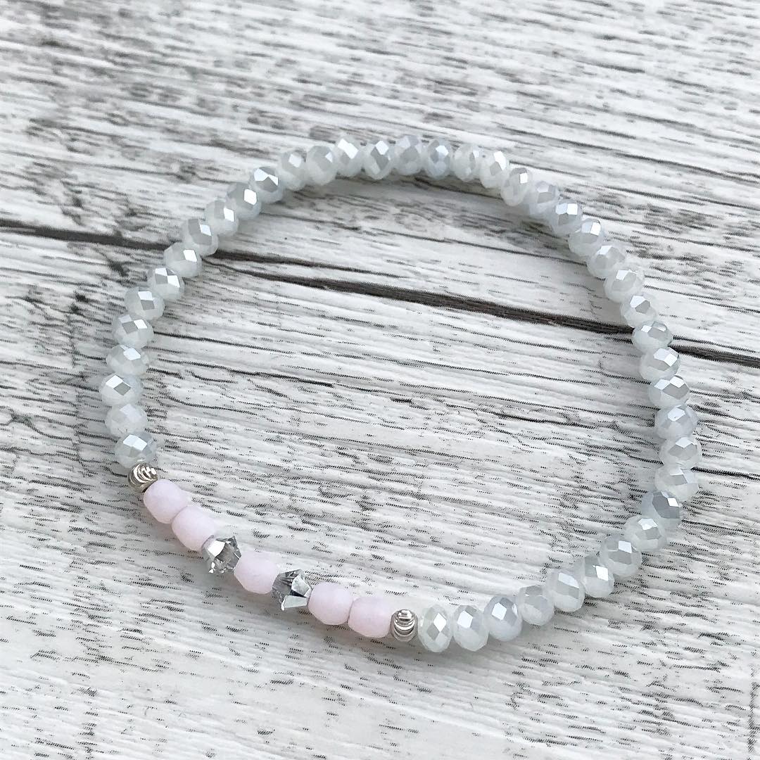 Armband "Sweet Glamour" 925er Sterlingsilber in Rosa und Grau