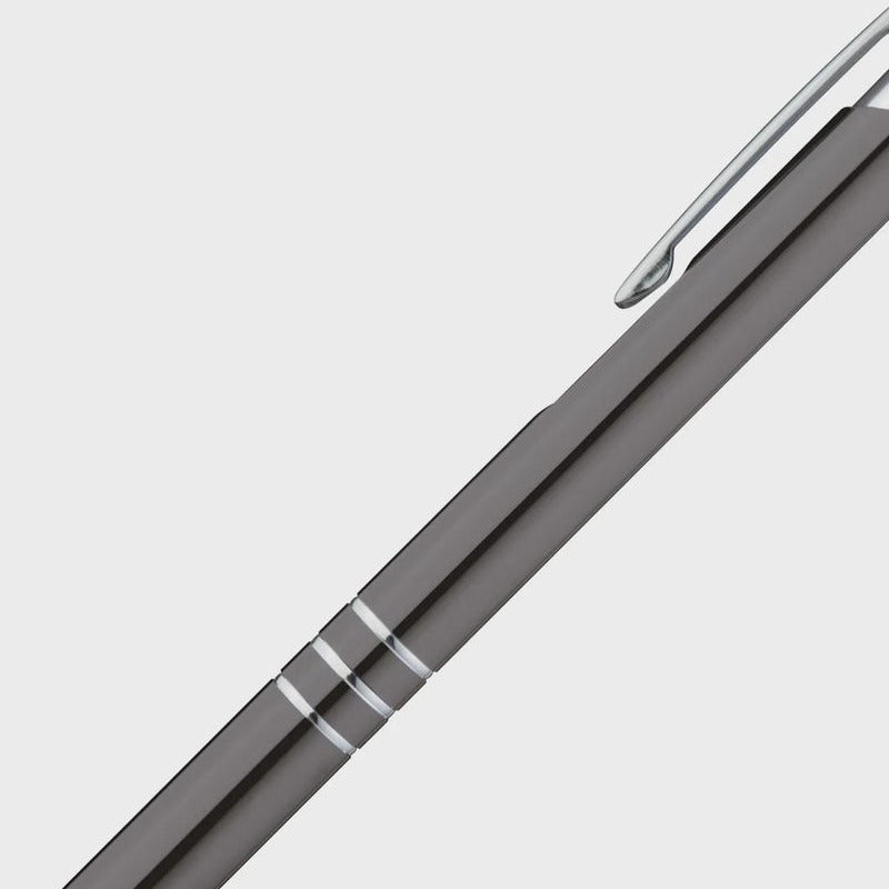 Kugelschreiber Gravur Metallic Anthrazit Blau