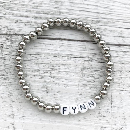 Personalisiertes Armband „White Letter XL“ aus Edelstahl