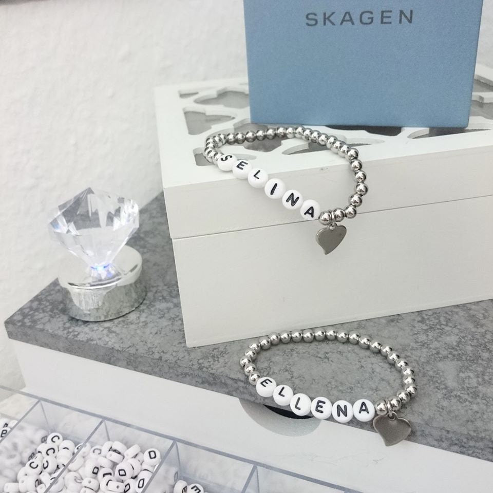Personalisiertes Armband "Be My Valentine" aus Edelstahl mit Herz Anhänger
