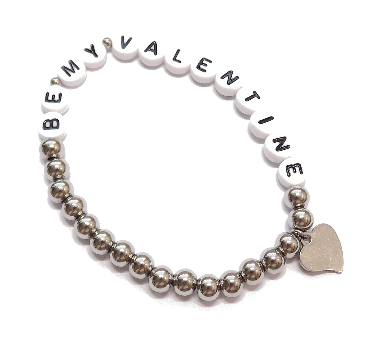 Personalisiertes Armband "Be My Valentine" aus Edelstahl mit Herz Anhänger