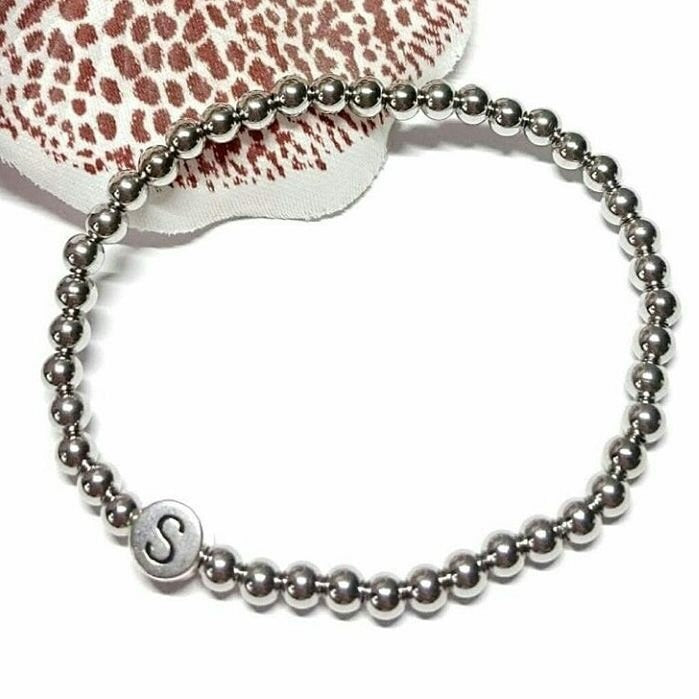 Personalisiertes Armband "Silver Letter" aus Edelstahlperlen
