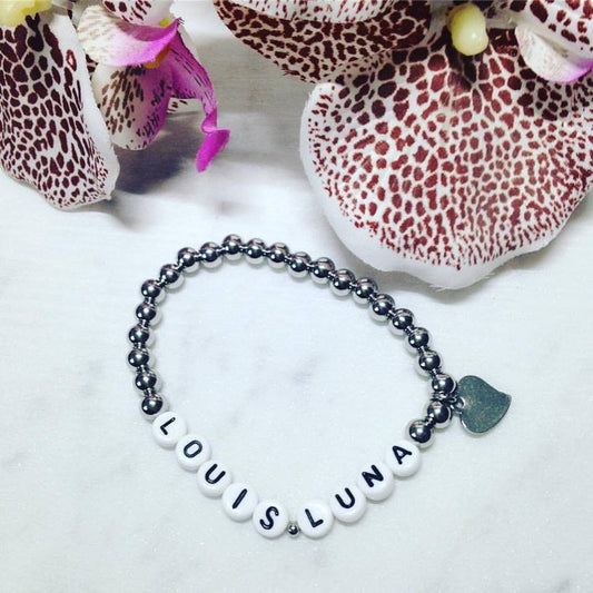 Personalisiertes Armband "Be My Valentine" aus Edelstahl mit Herz Anhänger