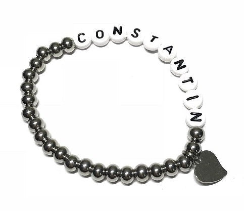 Personalisiertes Armband "Be My Valentine" aus Edelstahl mit Herz Anhänger