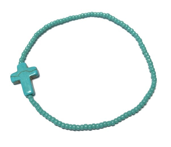 Armband "Tourquise Cross" aus japanischen Saatperlen