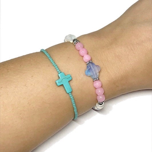 Armband "Tourquise Cross" aus japanischen Saatperlen