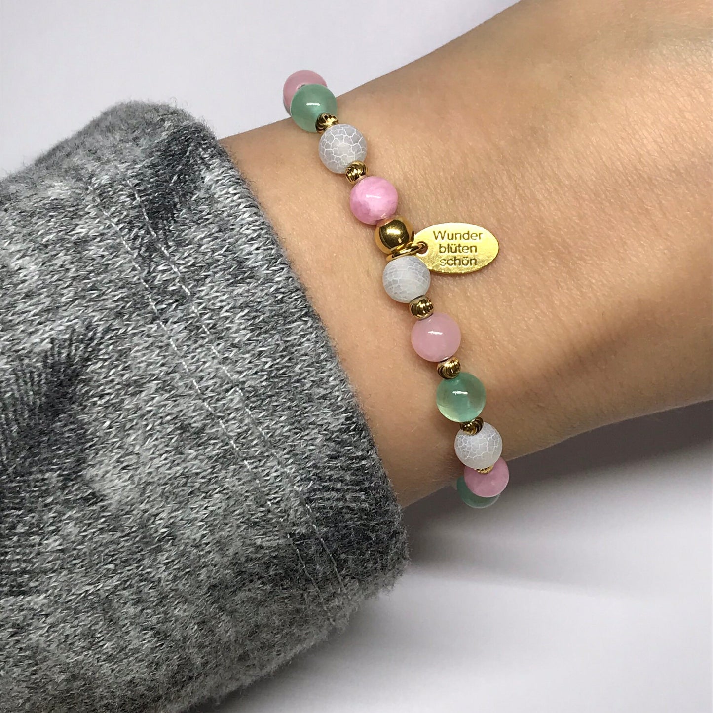 Edelsteinarmband "So in Love" 925er Sterlingsilber 24 Karat vergoldet