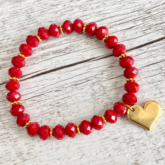 Armband "Red Love" aus Glasschliffperlen
