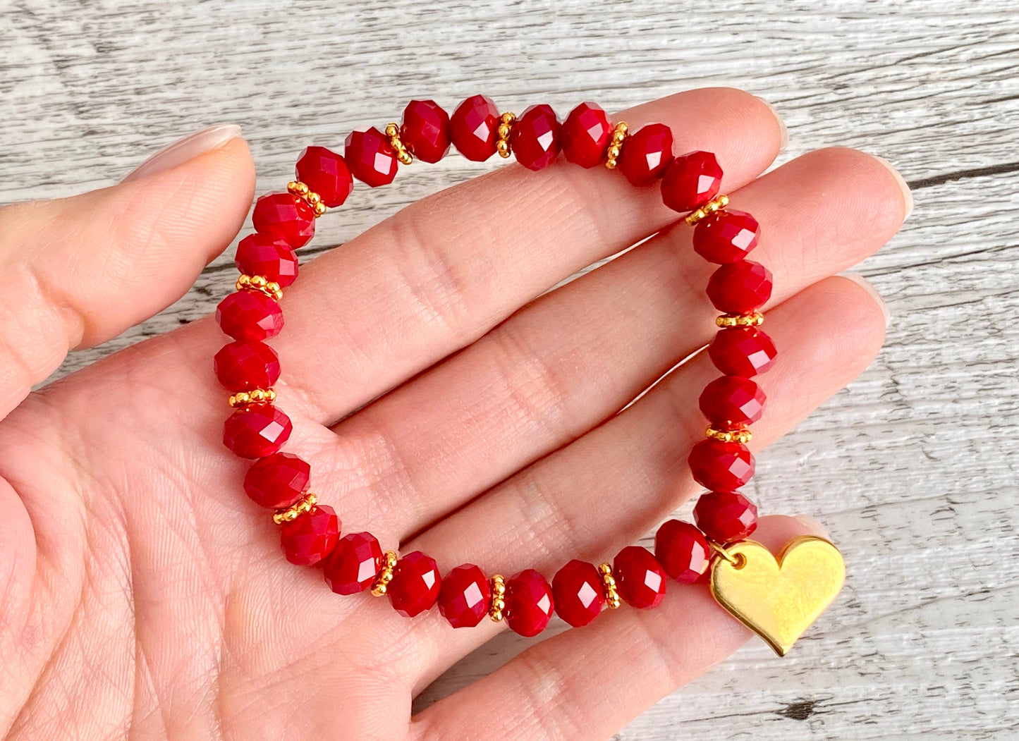 Armband "Red Love" aus Glasschliffperlen