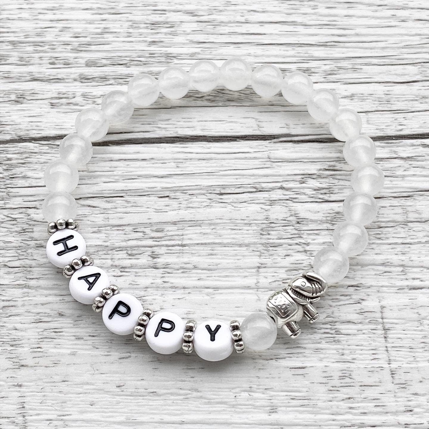 Personalisiertes Armband "Jade Elefant" aus Edelsteinen