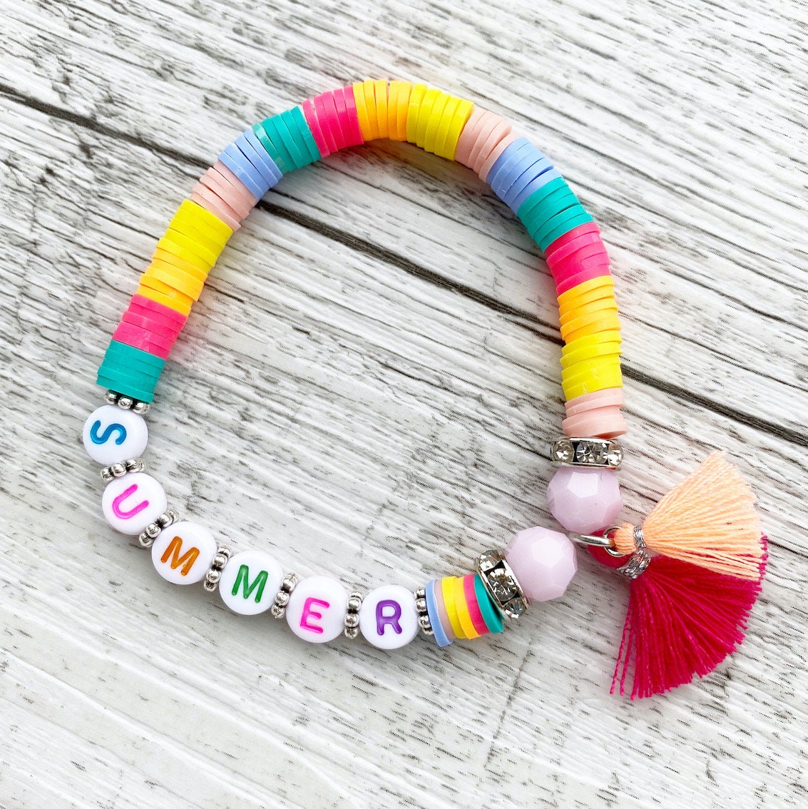 Personalisiertes Armband "Summer" mit 2 Quasten