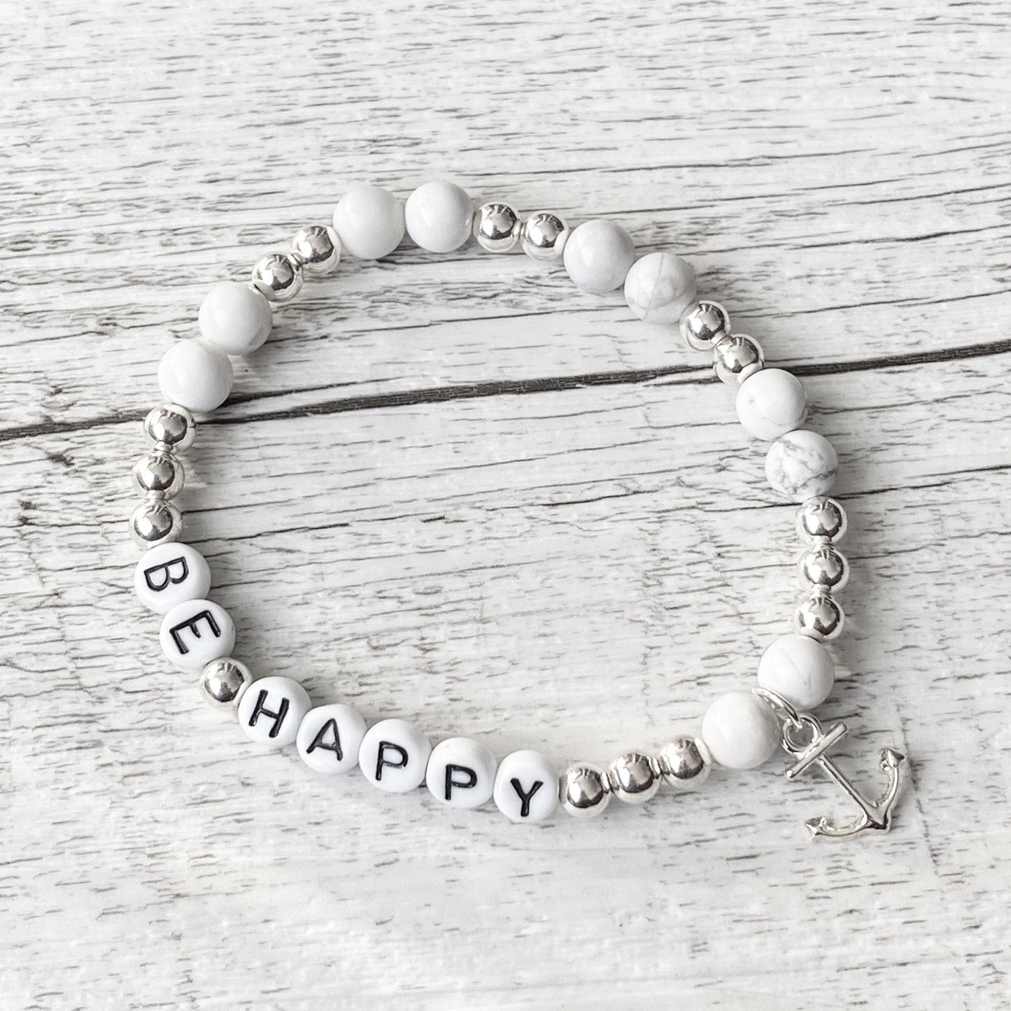 Personalisiertes Armband "Marble Anchor" aus 925er Sterlingsilber