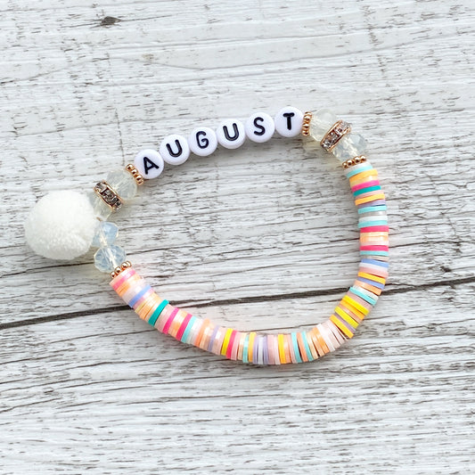 Persnalisiertes Armband "Festival" mit Pom Pom und Katsuki Perlen