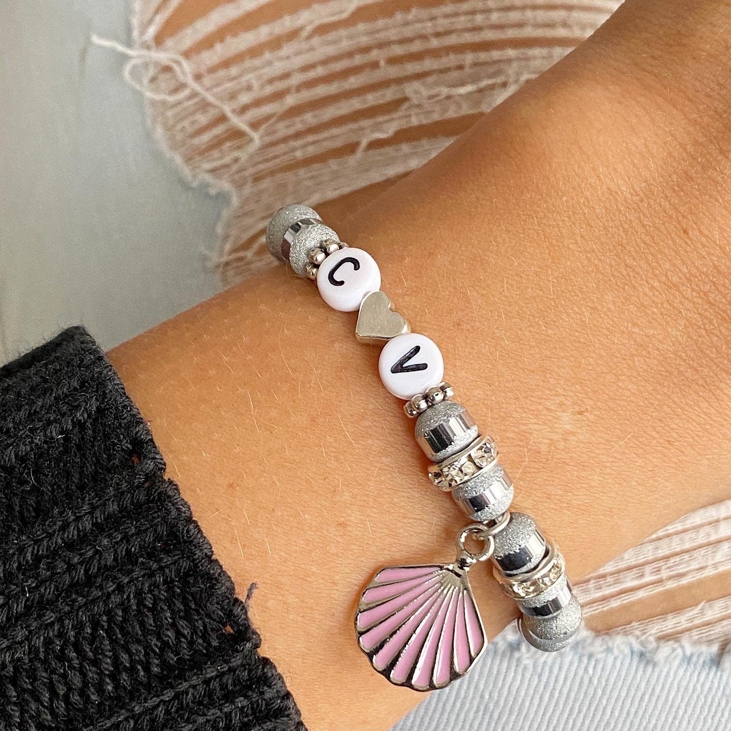 Personalisiertes Armband "Silver Shell" mit Muschel Anhänger