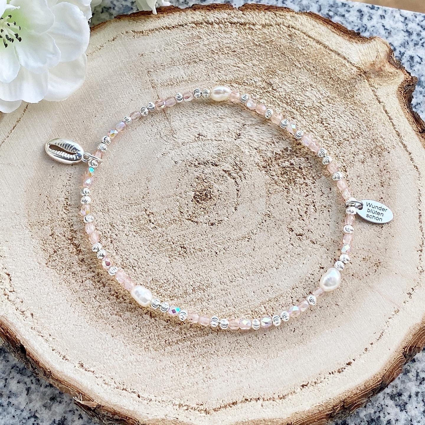 Fußkettchen 925er Sterlingsilber mit Kauri Muschel