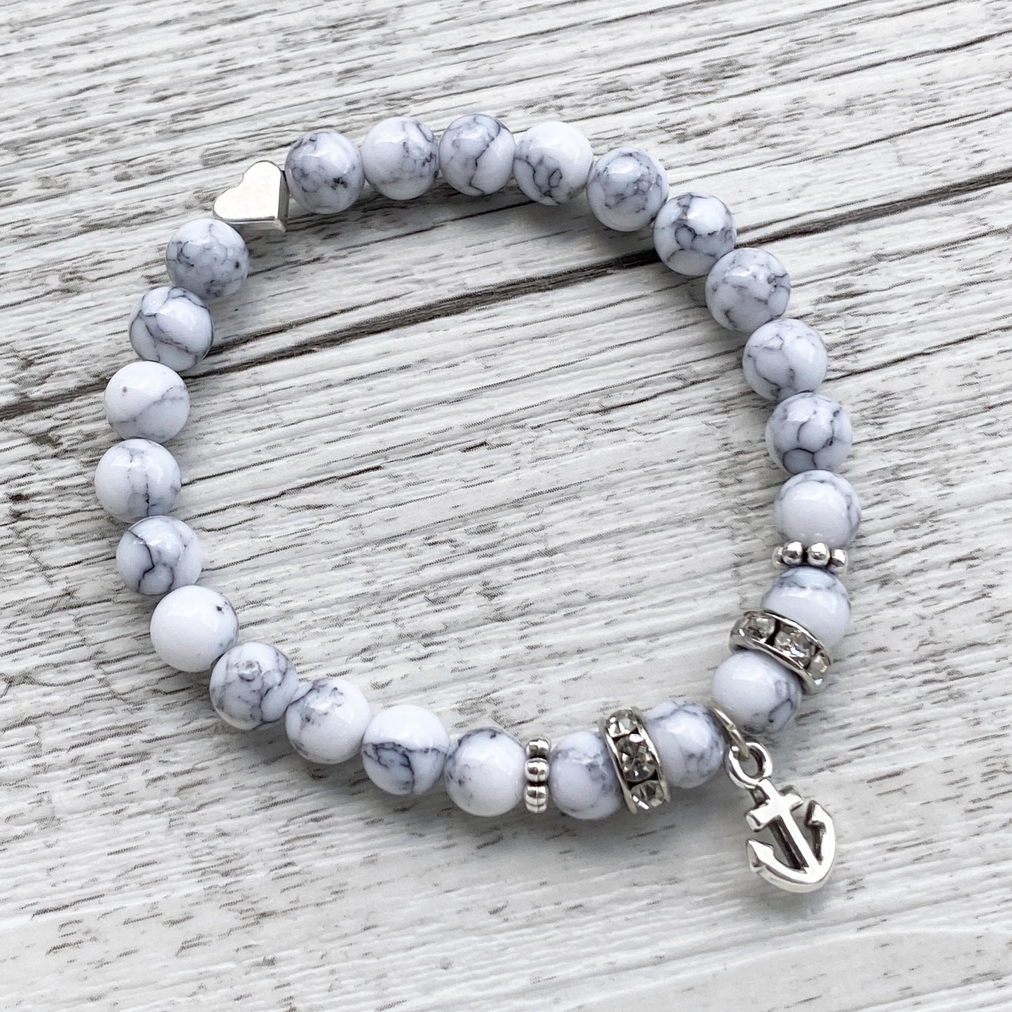 Personalisiertes Armband "Marble Anchor" aus Jade Edelsteinen