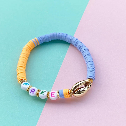 Personalisiertes Armband "Kauri Summer" mit goldener Muschel