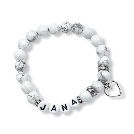 Personalisiertes Armband "Marble Heart" aus Türkis Edelsteinen