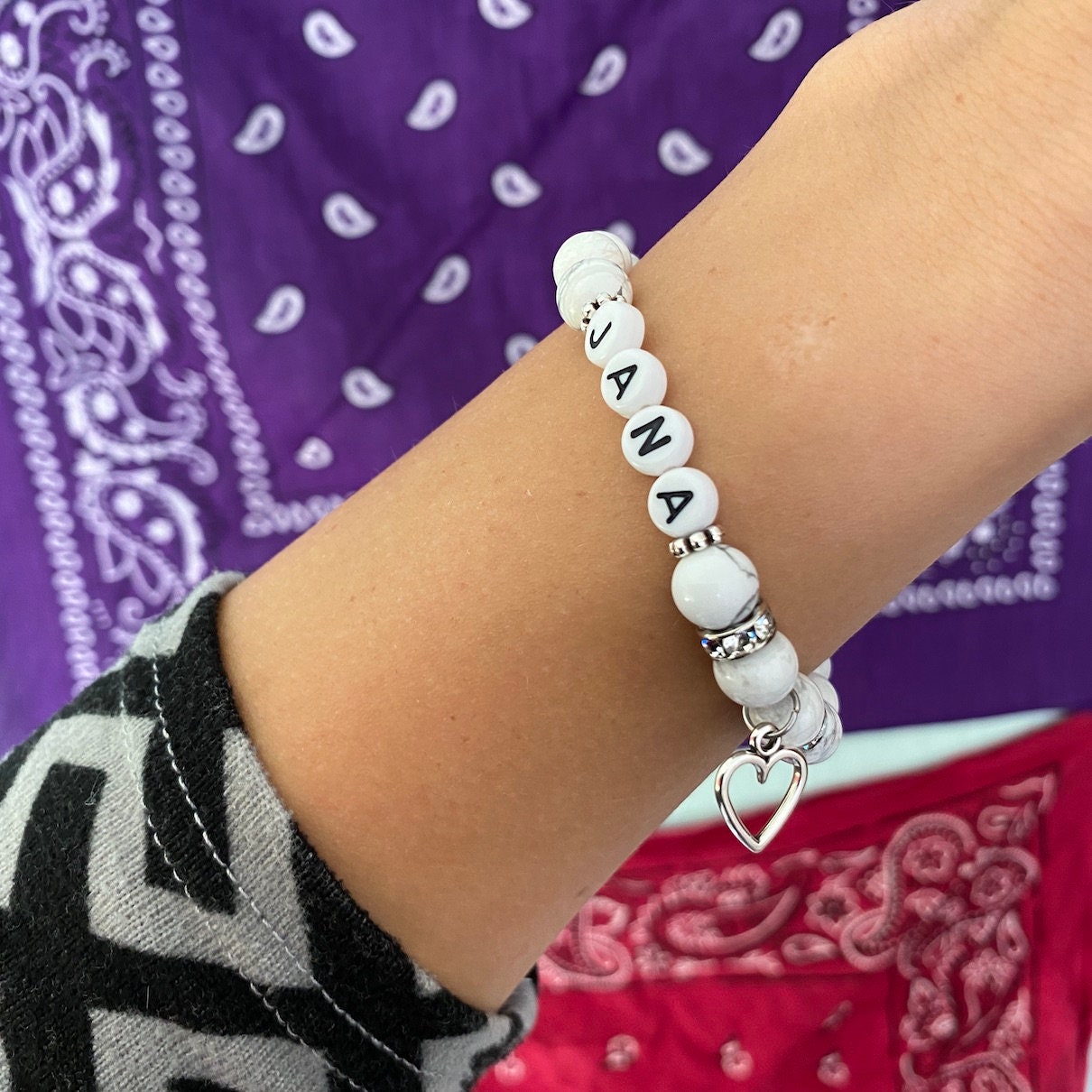 Personalisiertes Armband "Marble Heart" aus Türkis Edelsteinen
