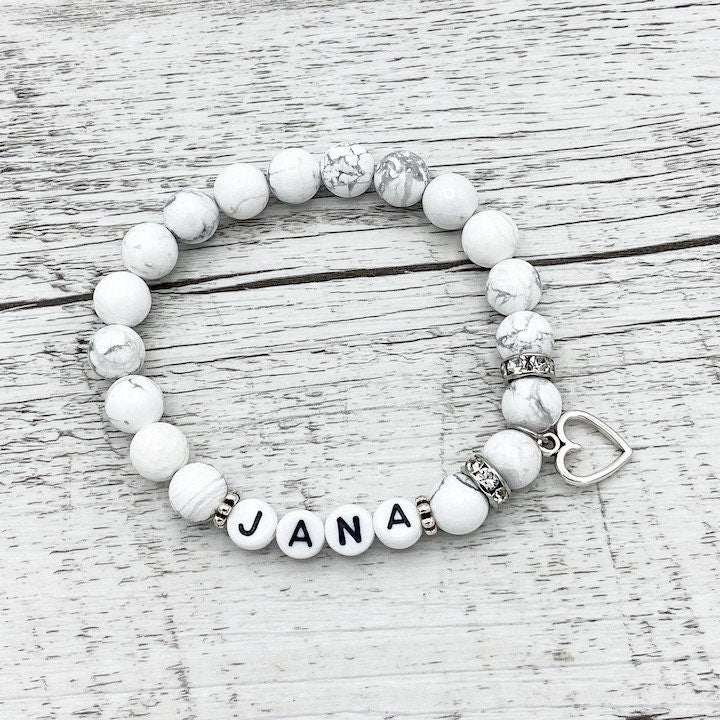 Personalisiertes Armband "Marble Heart" aus Türkis Edelsteinen
